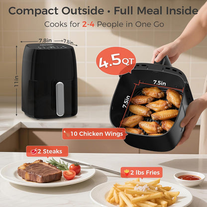OSTBA 4.5QT Air Fryer | Glass Touch Screen, 6 Presets