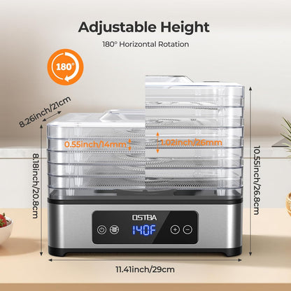 OSTBA 5-Tray Food Dehydrator, 400W Stainless Steel