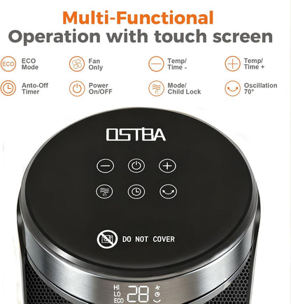 OSTBA 1500W Space Heater with Thermostat, 70° Oscillation & Remote