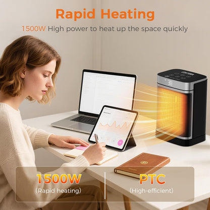 OSTBA Portable Space Heater, 1500W Ceramic Heater with ECO Thermostat