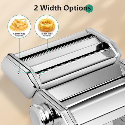 3-in-1 Pasta Maker with Cleaning Kit, Adjustable Thickness Settings Pasta Maker Machine with Pasta Roller and Cutter, Dual Width Noodle Maker for Pasta, Spaghetti, Fettuccine, Lasagna
