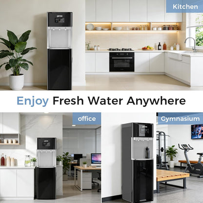 OSTBA Bottom Load Water Dispenser, LED Display, Hot Cold & Room Water, Stainless Steel Tank, Child Lock, 3 & 5 Gallon for Home & Office
