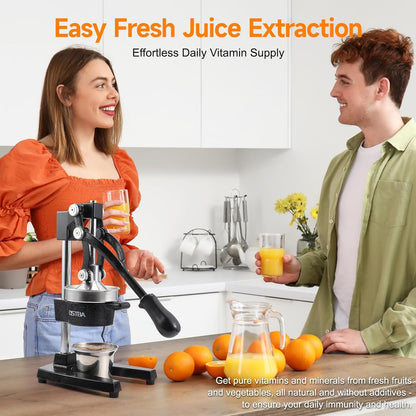 OSTBA Cast Iron Manual Juicer Hand Press, Commercial Grade Citrus Juicer, Stainless Steel Lemon squeezer for Orange, Lemon, Lime, Pomegranate with Stainless Steel Cup