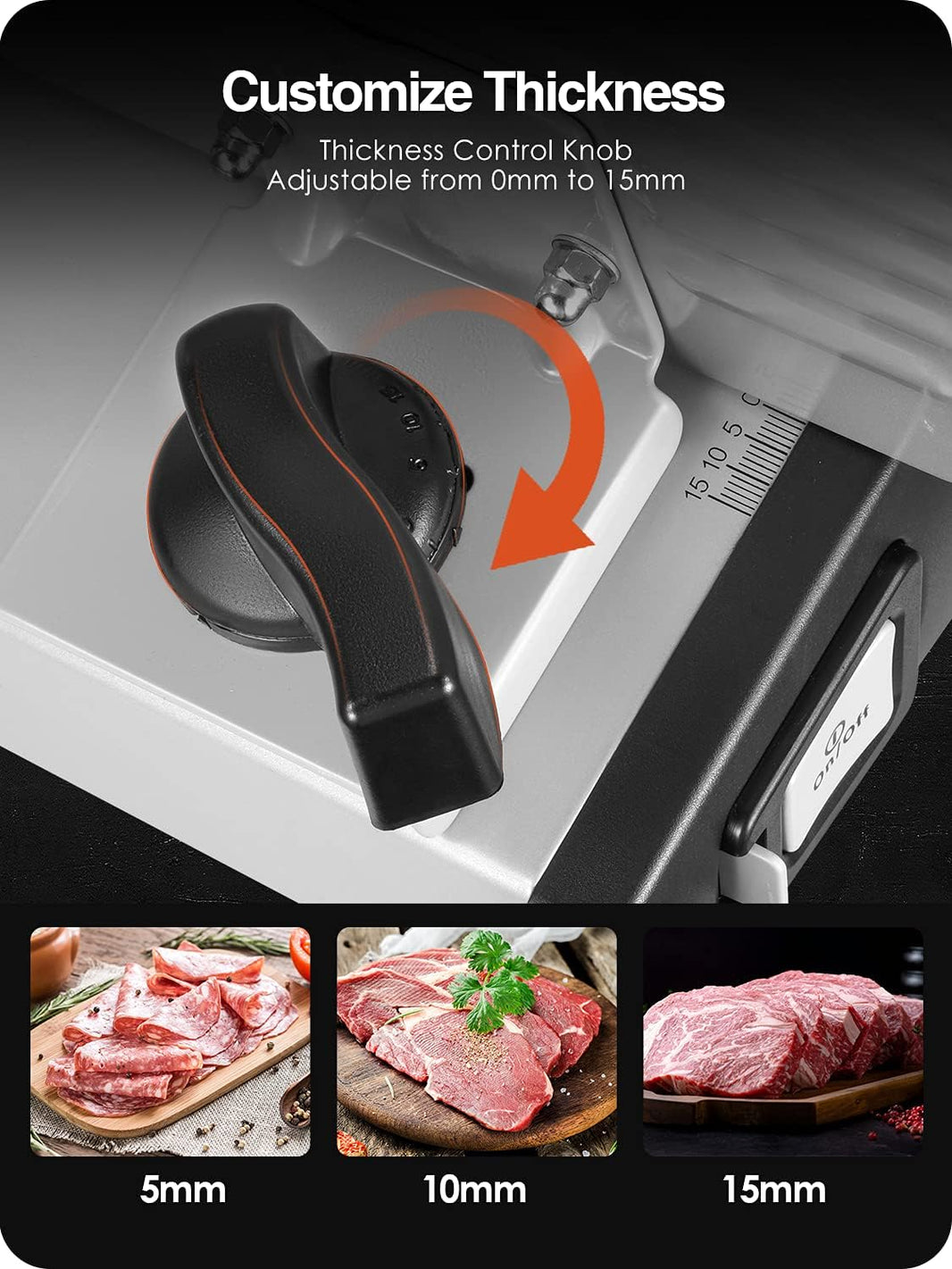 OSTBA Meat Slicer Electric Deli Food Slicer with Child Lock Protection, Removable 7.5’’ Stainless Steel Blade and Food Carriage, Adjustable Thickness Food Slicer Machine for Meat, Cheese, Bread(150W)