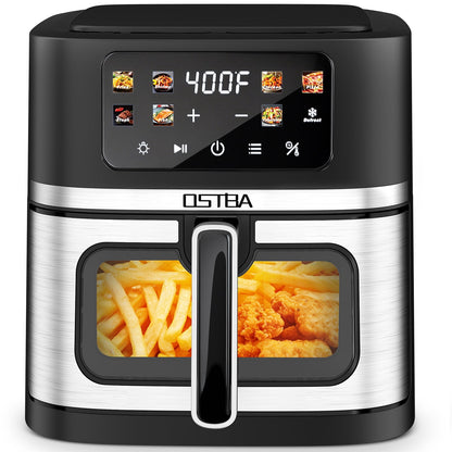 OSTBA 8.5QT Large Air Fryer with Visible Window, 1700W Single Basket Air Fryer, Clear View Nonstick Basket, Digital Touchscreen, 8 Presets, Auto Shutoff, Dishwasher Safe