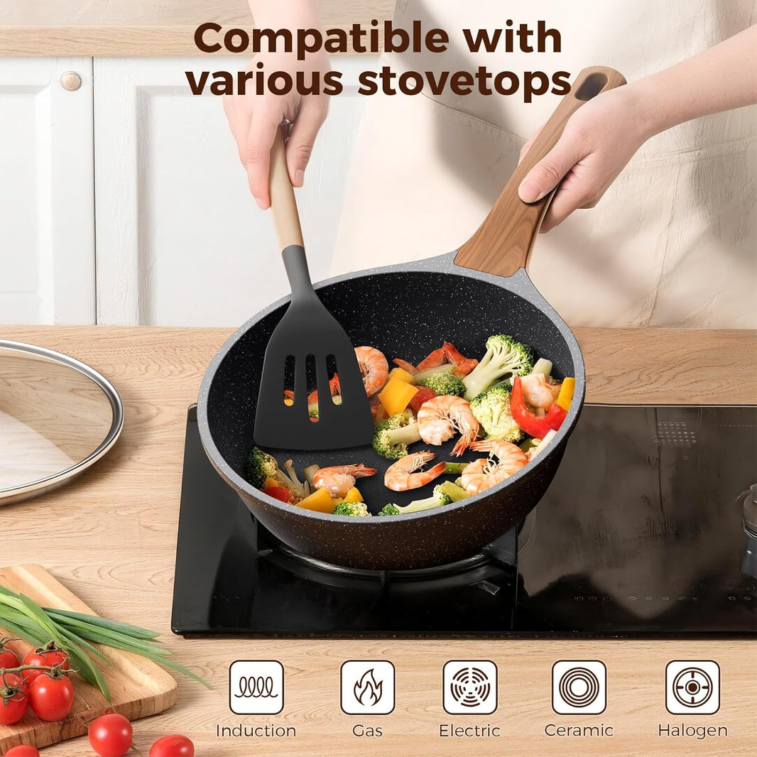 OSTBA 11 Inch Nonstick Saute Pan | 4.5 QT Skillet with Lid