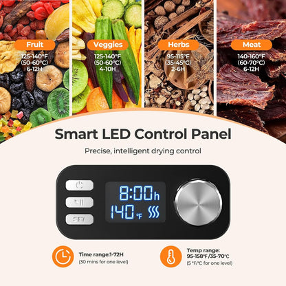 OSTBA 8-Tray Food Dehydrator with 72H Timer & Adjustable Temperature