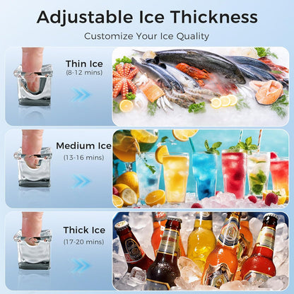 OSTBA Commercial Ice Maker, 100 LBS/24H Ice Machine, Under Counter & Freestanding Automatic Ice Maker, Self-Cleaning, LCD Display, ETL Certified for Bar, Restaurant & Commercial Use