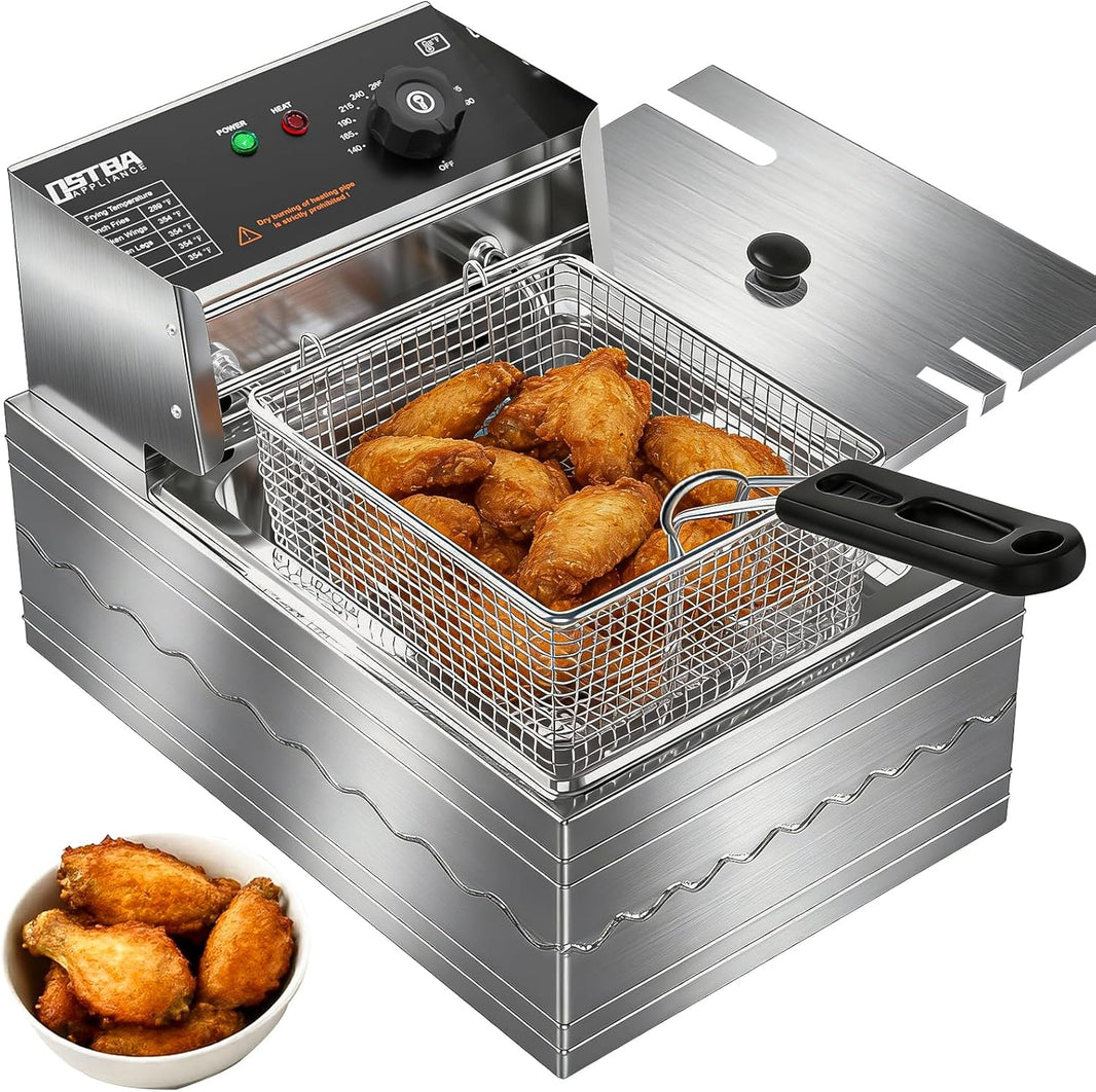 OSTBA Electric Deep Fryer, 10.36QT Stainless Steel Countertop Fryer