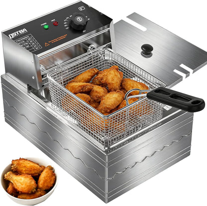 OSTBA Electric Deep Fryer, 10.36QT Stainless Steel Countertop Fryer