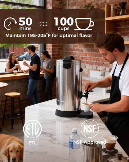 OSTBA 100-Cup Coffee Urn, 15L Stainless Steel Percolator