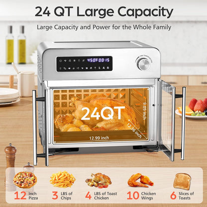 OSTBA French Door Air Fryer Toaster Oven | 10-in-1 Countertop Oven