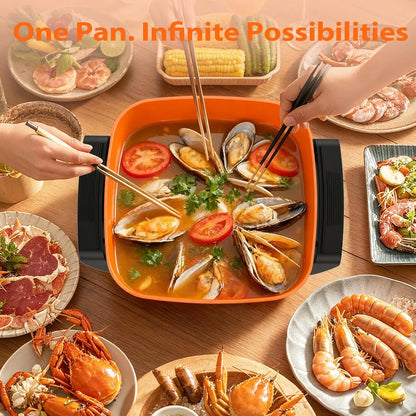 OSTBA 12x12 Electric Skillet | Copper Nonstick Pan with Glass Lid