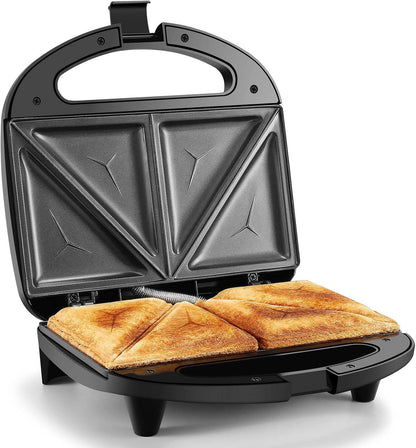OSTBA Panini Press Grill with Adjustable Temperature, 4-Slice Indoor Grill, 180° Open Sandwich Maker with Drip Tray, Non-Stick Plates, Stainless Steel, 1200W