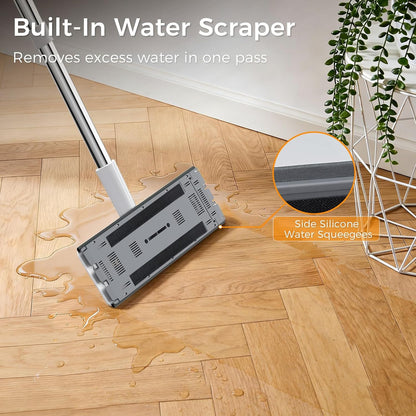 Mop and Bucket Set with Detachable Space-Saving Bucket, Mop for Floor Cleaning with Wringer, Wall Mop with 360° Rotating Mop Head, 2 Reusable Microfiber Mop Pads