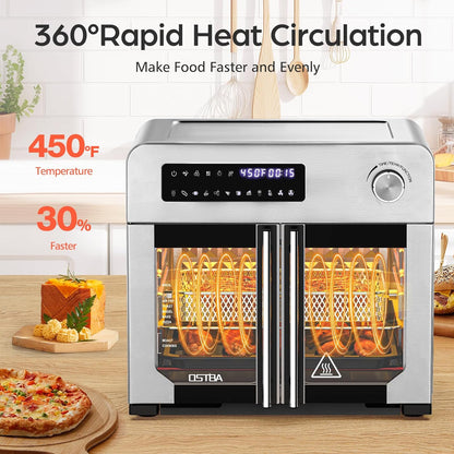 OSTBA French Door Air Fryer Toaster Oven | 10-in-1 Countertop Oven