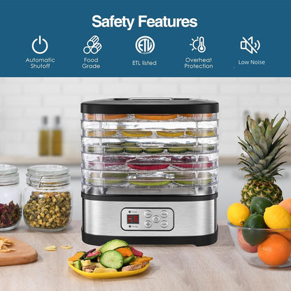 OSTBA 5-Tray Food Dehydrator with Adjustable Temperature & 72H Timer