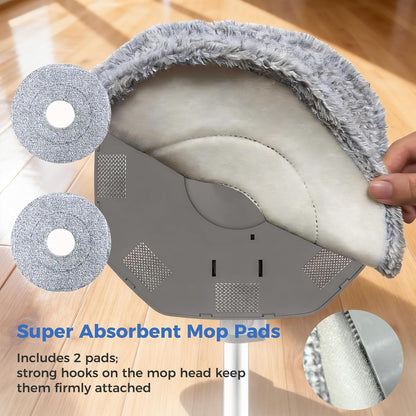 Spin Mop and Bucket Set with Removable Inner Clean Water Bucket, Dual Water Separation System, Deep-Cleaning Mops for Floors