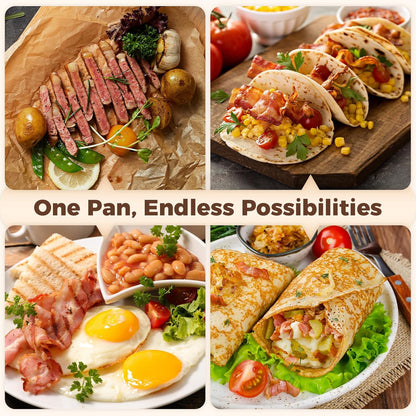 10-Inch Crepe Pan, Nonstick Pancake & Dosa Pan, Tortilla Pan Dosa Tawa, Flat Griddle Pan, Induction Compatible, Easy to Clean, with Wooden Spreader