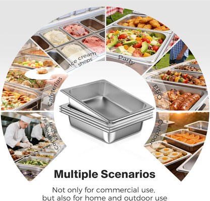 OSTBA 4-Pack Hotel Pans, Half-Size Stainless Steel Steam Table Pan, 2.5" Deep