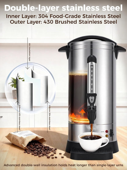 OSTBA 100-Cup Coffee Urn, 15L Stainless Steel Percolator