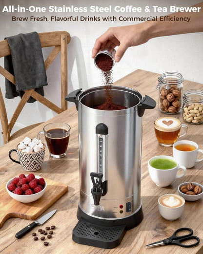 OSTBA 100-Cup Coffee Urn, 15L Stainless Steel Percolator