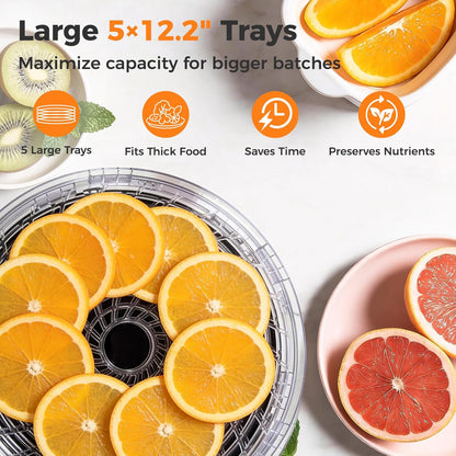 OSTBA 5-Tray BPA-Free Food Dehydrator, 420W, 95-160F, 48H Timer