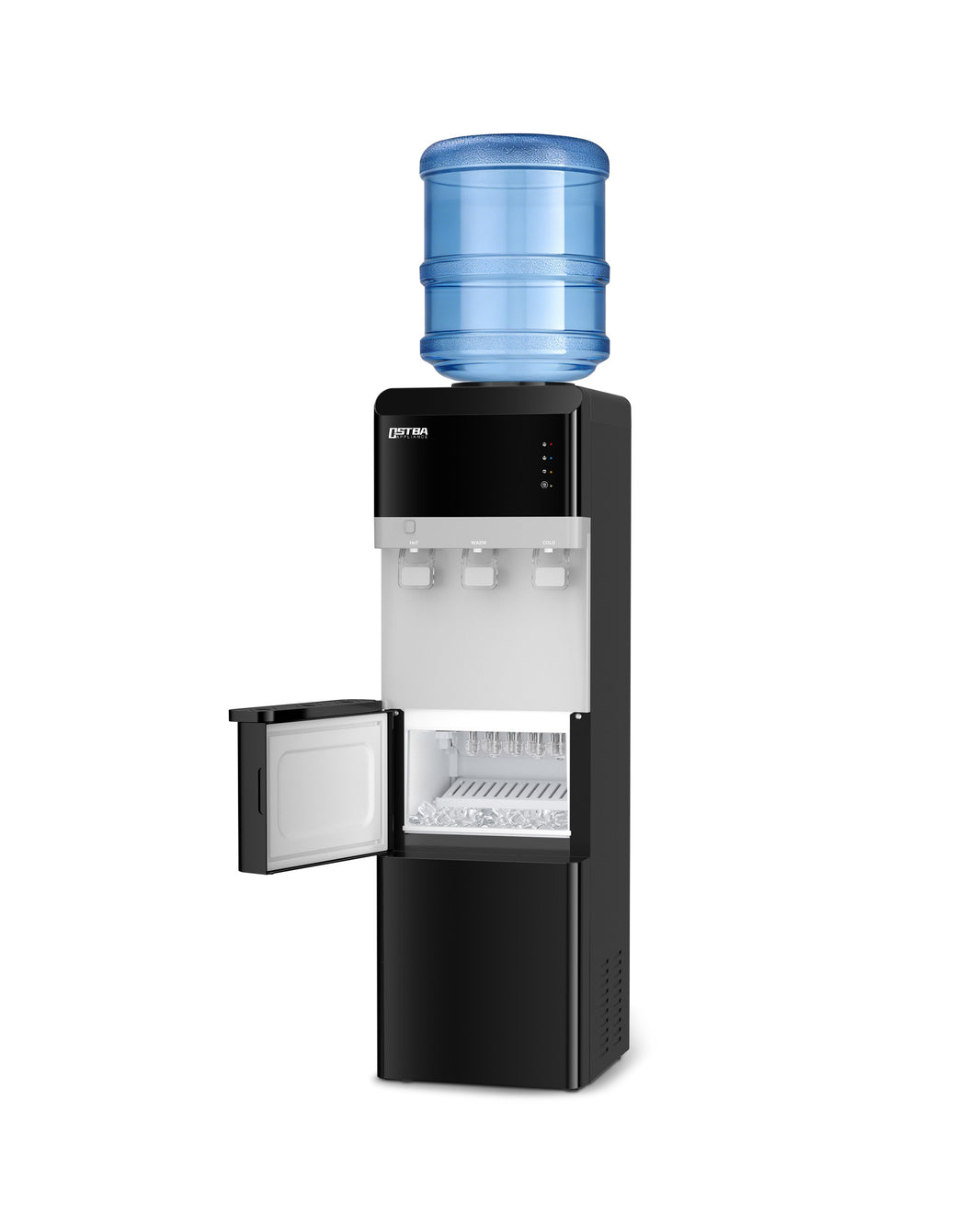 OSTBA 4-in-1 Water & Ice Dispenser, Hot, Cold & Room Temperature Water with Bullet Ice Maker, Touch Control, Child Safety Lock, Fits 3 & 5 Gallon Bottles