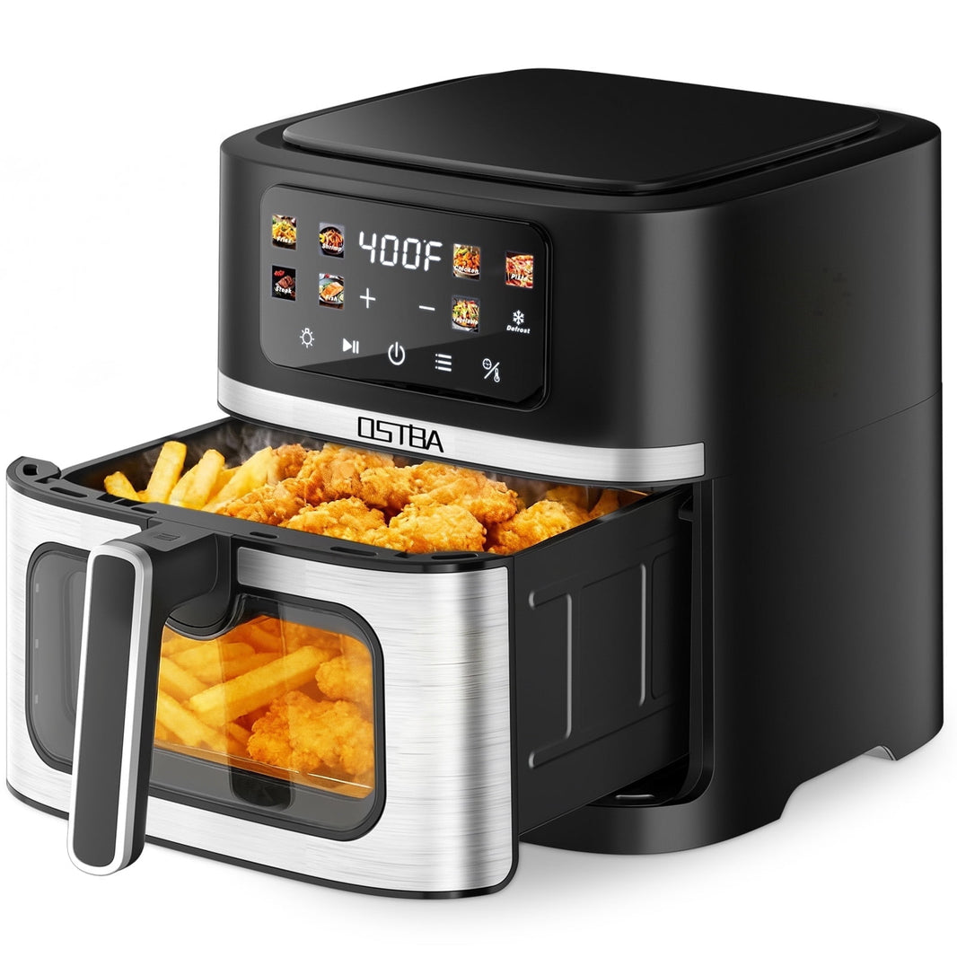 OSTBA 8.5QT Large Air Fryer with Visible Window, 1700W Single Basket Air Fryer, Clear View Nonstick Basket, Digital Touchscreen, 8 Presets, Auto Shutoff, Dishwasher Safe