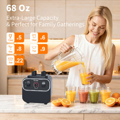 OSTBA 1600W 10-Speed Blender for Smoothies, 68oz BPA-Free Pitcher