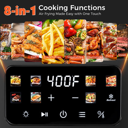 OSTBA 8.5QT Large Air Fryer with Visible Window, 1700W Single Basket Air Fryer, Clear View Nonstick Basket, Digital Touchscreen, 8 Presets, Auto Shutoff, Dishwasher Safe