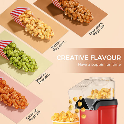 OSTBA 1200W Air Popcorn Maker – Oil-Free Hot Air Popper, 12-Cup Capacity, Easy One-Button Operation, Butter Tray, Compact for Home & Parties