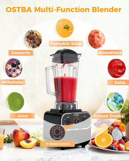 OSTBA 1600W 10-Speed Blender for Smoothies, 68oz BPA-Free Pitcher