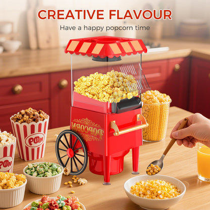 OSTBA 1200W Hot Air Popcorn Maker, 12 Cups Oil-Free Popcorn Popper with Retro Design, Butter Tray & One-Button Control, Perfect for Home & Parties