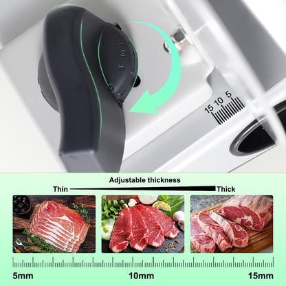 OSTBA Meat Slicer Machine for Home, Electric Deli Food Slicer with Removable 6.7” Stainless Steel Blades, 0-15mm Adjustable Thickness, Easy to Clean, 150W, Ideal for Cold Cuts, Cheese, Bread, Fruit