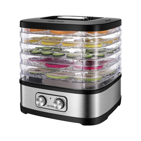 Déshydrateur alimentaire OSTBA – Température réglable et minuteur 72h, 5 plateaux pour aliments, viande séchée, fruits, friandises pour chiens, herbes, snacks, écran LED, séchoir alimentaire électrique 240W, livre de recettes
