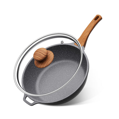 OSTBA 12 Inch Nonstick Saute Pan | 5 QT Skillet with Lid