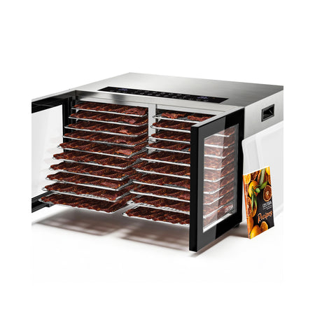 OSTBA Dual Zone Food Dehydrator, 20 Stainless Steel Trays, 1300W Dual Layer Food Dryer with Recipe, 180℉ Adjustable Temp, 48H Digital Timer, 10 Presets for Jerky, Meat, Fruit, Herbs