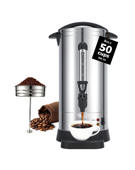 OSTBA 100-Cup Coffee Urn, 15L Stainless Steel Percolator