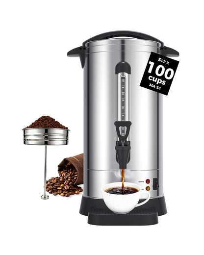 OSTBA 100-Cup Coffee Urn, 15L Stainless Steel Percolator